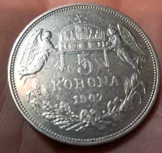 Moneda 5 Koronas Plata 1907