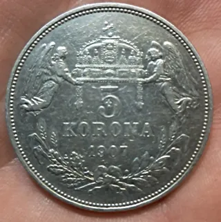 Moneda 5 Koronas Plata 1907
