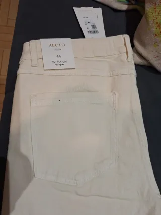 Pantalón recto beige mujer talla 44