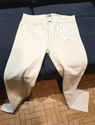 Pantalón recto beige mujer talla 44