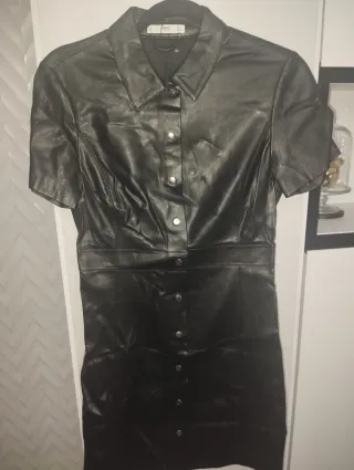 Vestido polipiel Mango negro