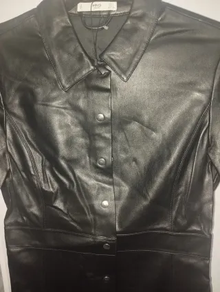 Vestido polipiel Mango negro