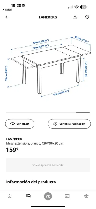 Mesa Comedor Extensible IKEA LANEBERG + 4 Sillas