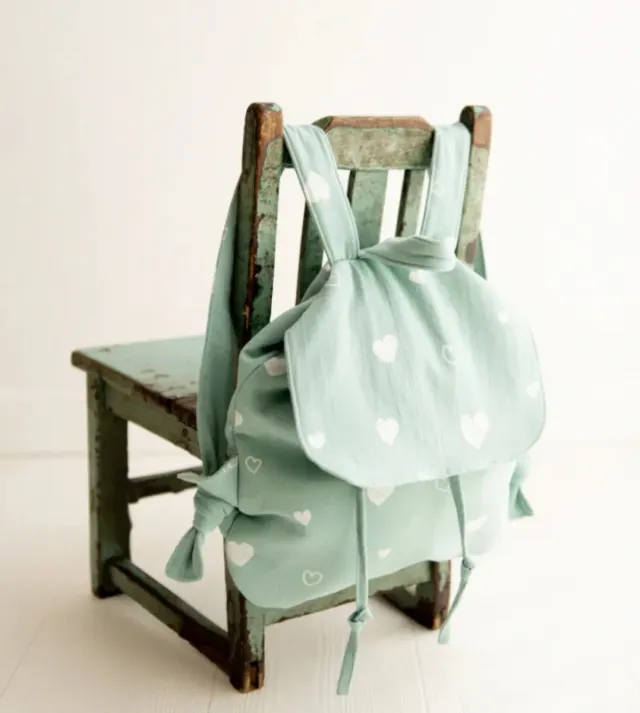 Mochila de algodón con corazones