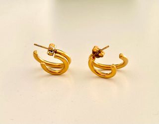 Pendientes aro doble dorados