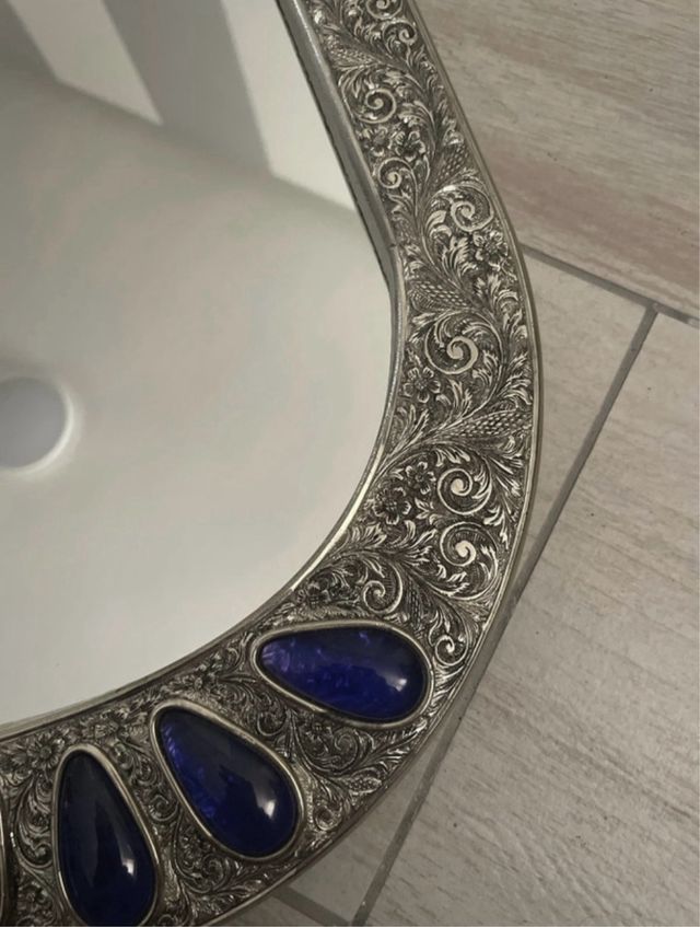 Vassoio a specchio vintage argentato