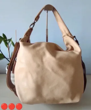 Borsa Bruno Rossi vera pelle beige/marrone