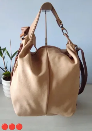 Borsa Bruno Rossi vera pelle beige/marrone