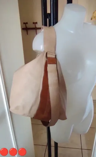 Borsa Bruno Rossi vera pelle beige/marrone