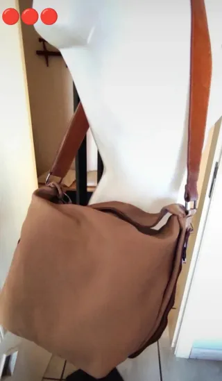 Borsa Bruno Rossi vera pelle beige/marrone