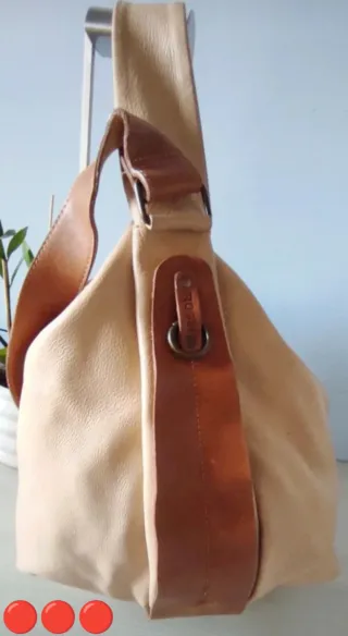 Borsa Bruno Rossi vera pelle beige/marrone