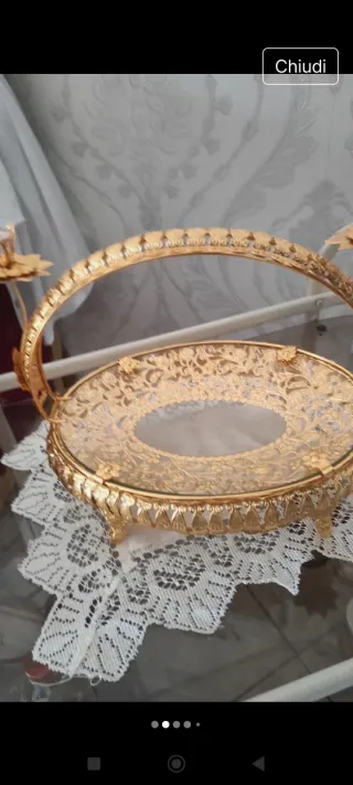 Vassoio decorativo oro con manico