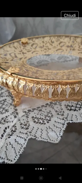 Vassoio decorativo oro con manico