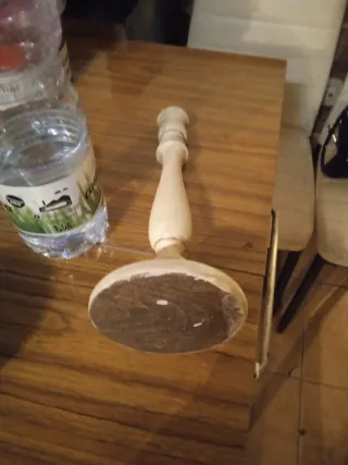 Pareja Candelabros Madera Tallada