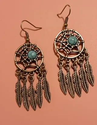 Pendientes Boho Atrapasueños Plata Turquesa