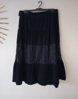 Falda larga negra talla 46