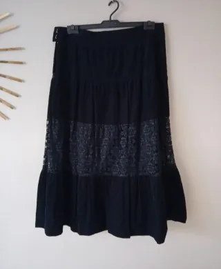 Falda larga negra talla 46