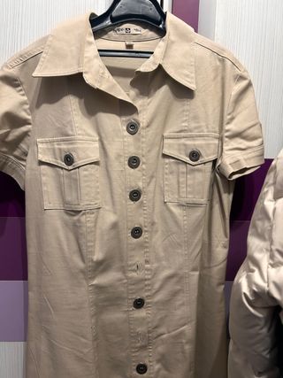 Vestido camisero beige