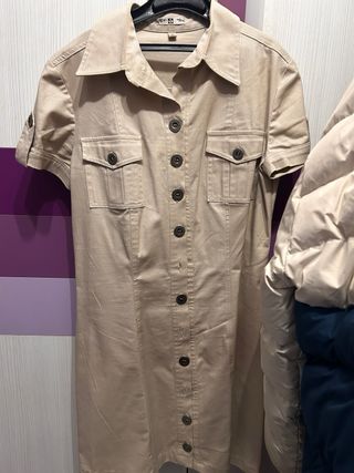 Vestido camisero beige