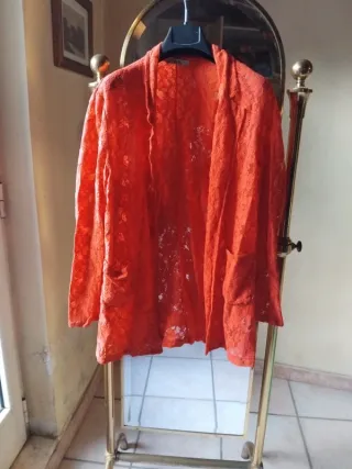 Cardigan Merlettato Rosso