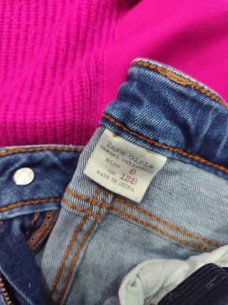 Conjunto Zara: Jersey Rosa y Vaqueros Azules