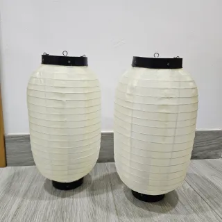 2 Faroles Japoneses Blanco roto de tela