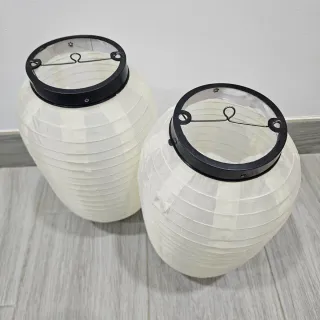 2 Faroles Japoneses Blanco roto de tela