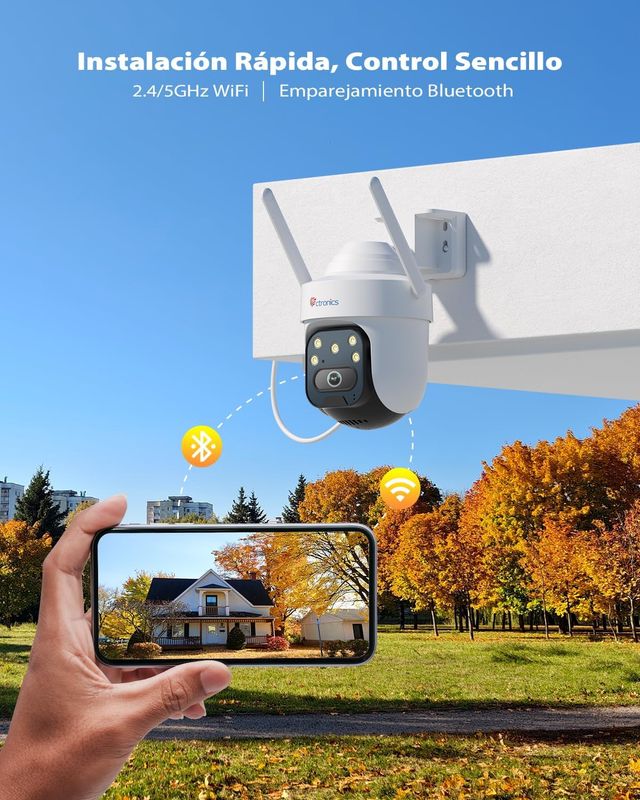 Cámara Vigilancia WiFi Exterior Ctronics PTZ 360