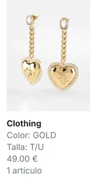 Pendientes Guess Corazón Dorado