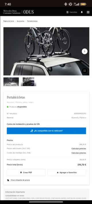 Barras Techo Mercedes Clase E Coupé W207