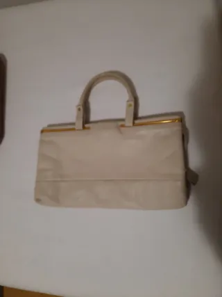 Bolso de piel Lanvin beige y dorado
