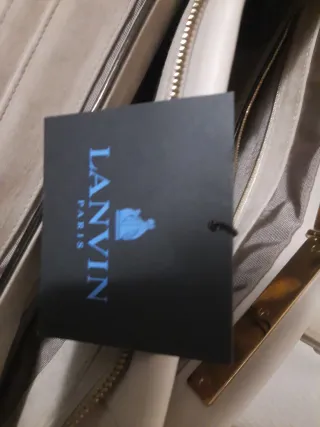 Bolso de piel Lanvin beige y dorado