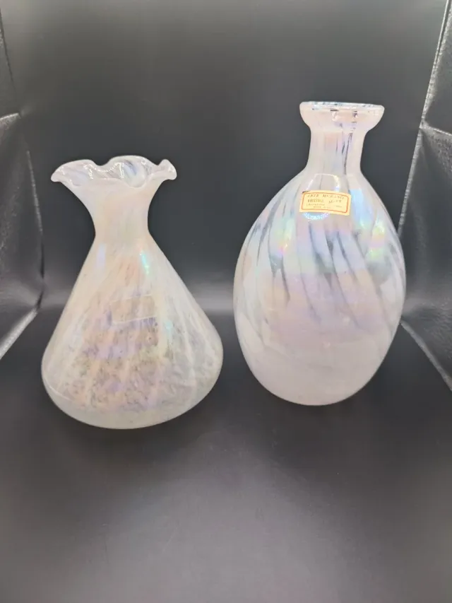 Coppia vasi in vetro iridescente