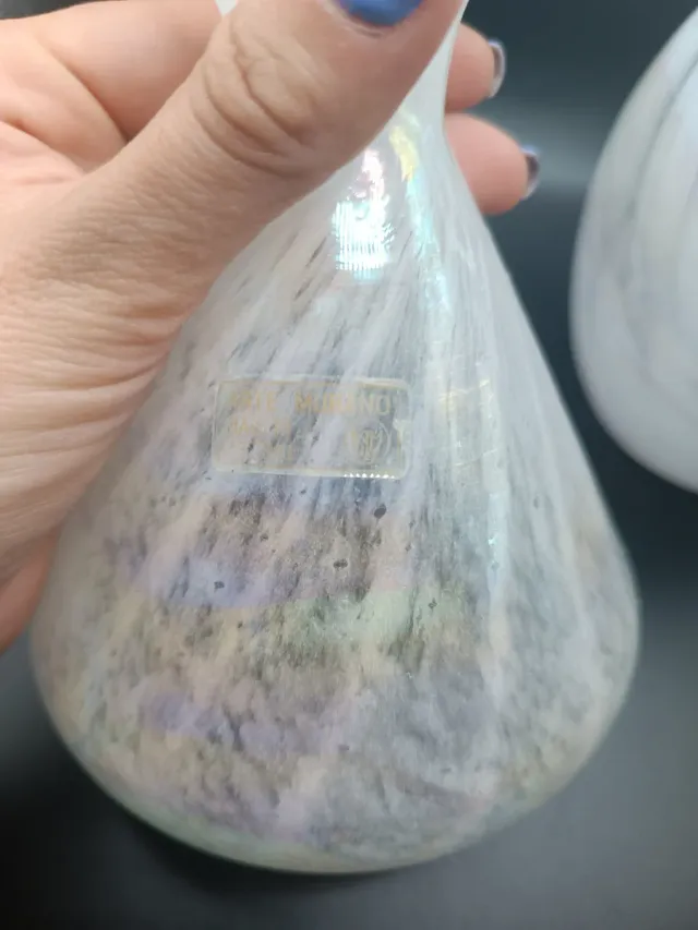 Coppia vasi in vetro iridescente