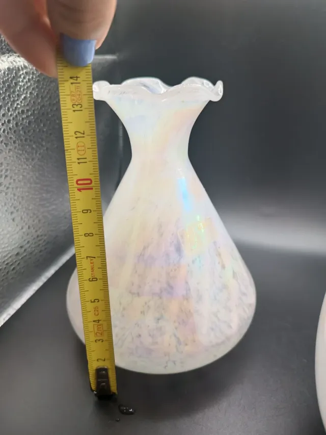 Coppia vasi in vetro iridescente