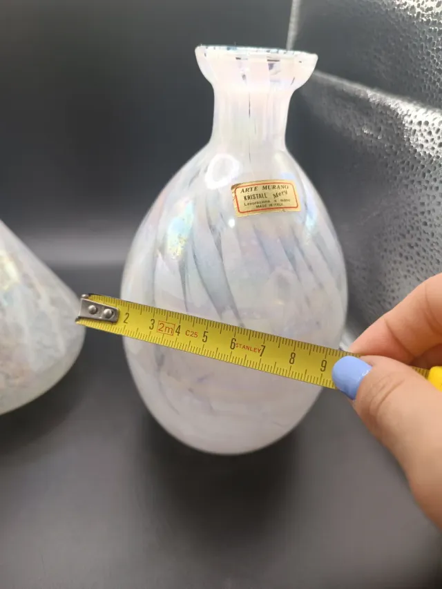 Coppia vasi in vetro iridescente