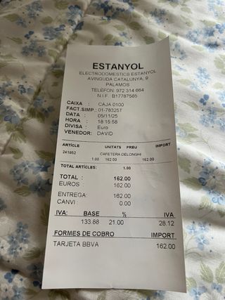 Cafetera DeLonghi Blanca