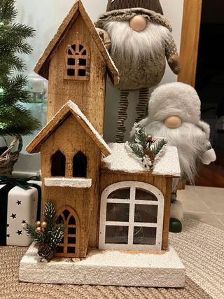 Casa Navidad Madera Decoración LED de 42cm