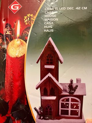 Casa Navidad Madera Decoración LED de 42cm