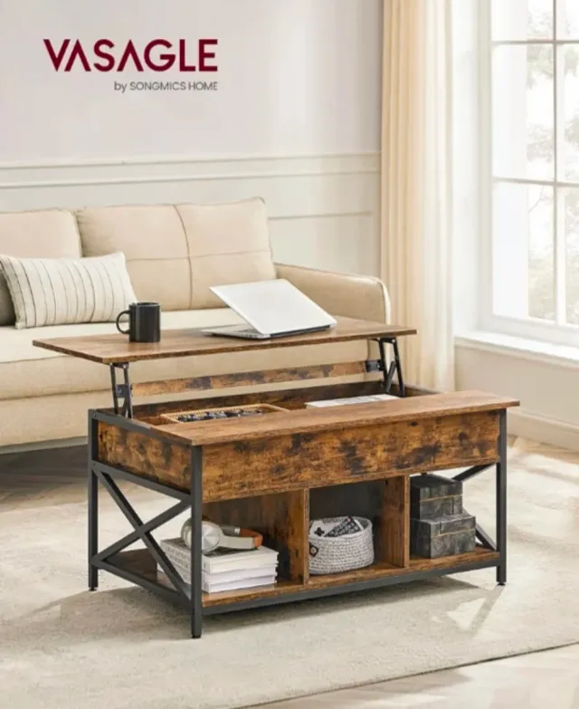 Mesa centro elevable madera y metal