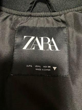 Cazadora Bomber Zara Negra Talla L
