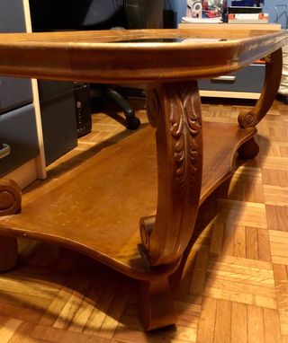 Mesa auxiliar madera y cristal