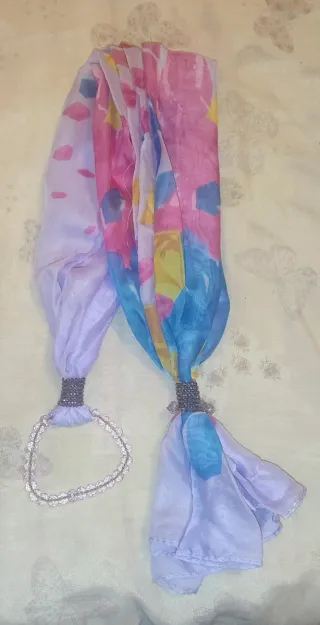 Foulard donna multicolor con perline gioiello