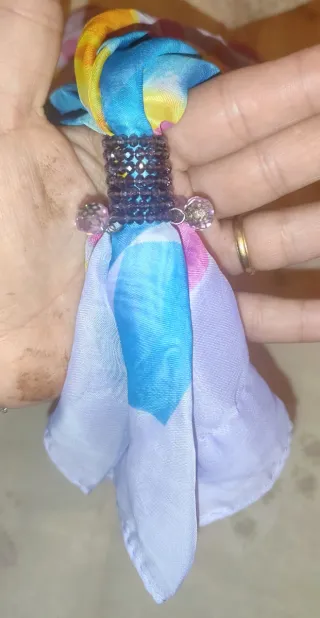 Foulard donna multicolor con perline gioiello