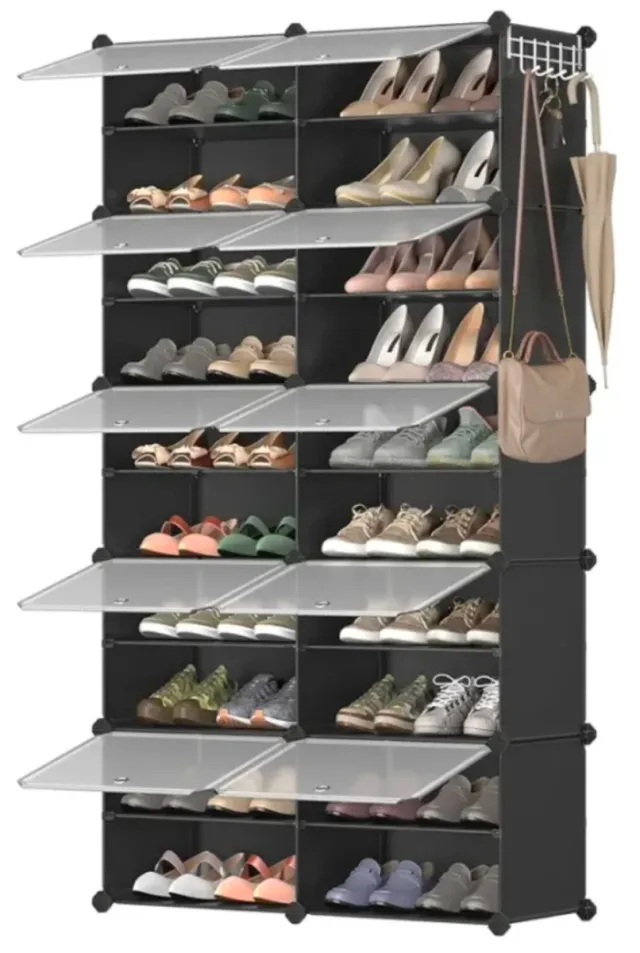 Zapatero modulare nero e trasparente