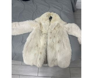 Pelliccia volpe beige/bianca linciata