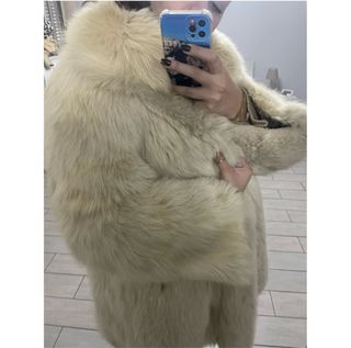 Pelliccia volpe beige/bianca linciata