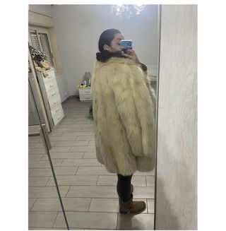 Pelliccia volpe beige/bianca linciata