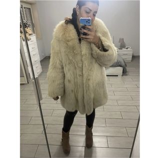 Pelliccia volpe beige/bianca linciata