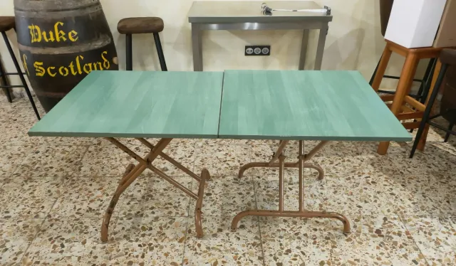 2 Mesas Plegables Madera y Metal